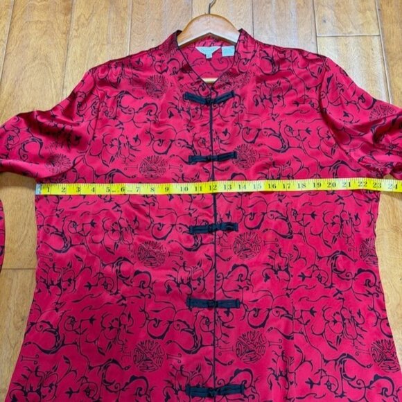 Vintage Dorman Womens 100% Silk Asian Design Button Blouse Top Size XL Lagenlook - Picture 8 of 9